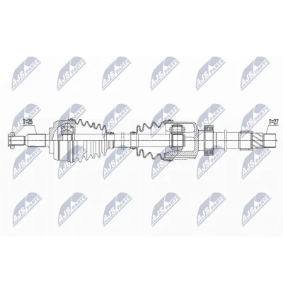 Imagen de NTY NPW RE 167 Árbol de Transmisión 1. A la derecha del eje delantero 1005 84 automática RENAULT: Megane 4