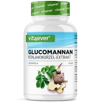 Imagen de Glucomanano de la raíz konjac 240 cápsulas Altamente dosificado con 4200 mg por porción diaria Optimizado cromo Vegano