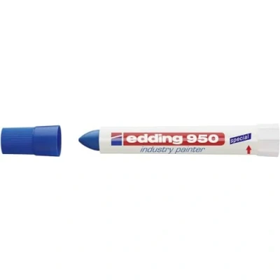 Imagen de edding 950 marcador industrial azul 10 bolígrafos punta redonda de mm para escribir sobre metal, piedras, madera superficies rugosas o húmedas permanente, impermeable