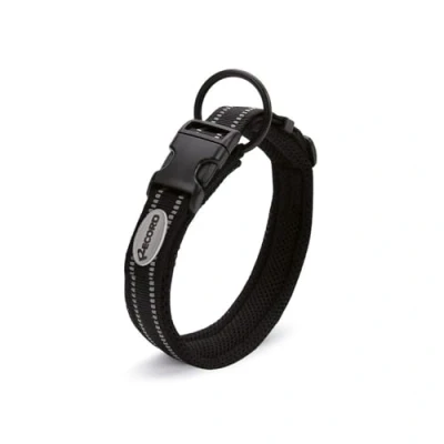 Imagen de Record Collar Perro Andes Fabricado en Nylon Resistente Detalles Reflectantes Clip de Cierre plástico Color Negro Talla XXS 1,5 cm Circunferencia 28 30