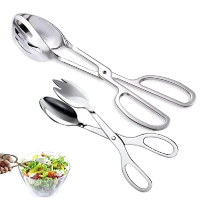Imagen de wilsonzin 2 Piezas Pinzas para Ensalada, Servir, Buffet, Pan, De Cocina Acero Inoxidable, BBQ, Cocina, Ensalada (8&quot;/9&quot;)