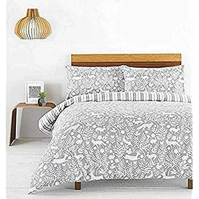 Imagen de furn. Creativa De Tela Skandi Woodland Duvet Set, Algodón, Gris Claro, Individual, Single