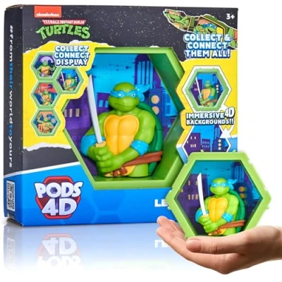 Imagen de WOW! PODS Tortugas Ninja 4D Leonardo, Figura Coleccionable única conectable Que explota de su Mundo en el tuyo, exhibición Pared o Estante, Juguetes y Regalos Las Ninja, Serie 1 n.º