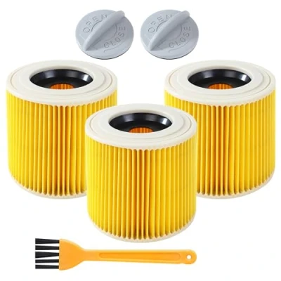 Imagen de 3 Filtros de Cartucho, Compatible para Filtro Karcher Repuesto Aspiradoras WD1, WD2, WD3, SE4001 SE4002 MV3, MV2, Sustituye a 6.414 552.0/64145520 en seco y Húmedo