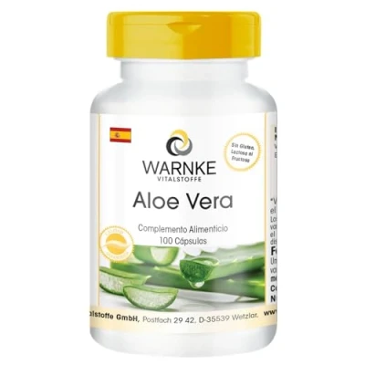 Imagen de Aloe Vera 200:1 por dosis diaria enriquecido con Vitamina C Vegano 100 Cápsulas Warnke Vitalstoffe Calidad de farmacia alemana