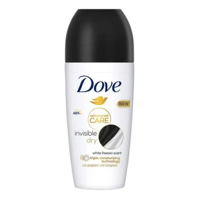 Imagen de Dove Desodorante antitranspirante Advanced Care Invisible Dry con tecnología Triple Hidratación roll on para 72 horas de protección 6x 50 ml