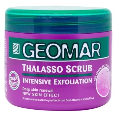 Imagen de GEOMAR Thalasso Exfoliante Intensivo, Renovación Cutánea Profunda, Efecto piel nueva, Con Sal Marino, Semillas de Uva y Oligoelementos del Mar Muerto, Made in Italy, 600 g
