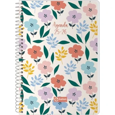 Imagen de Q Kalon Agenda Escolar 2025 2026 Semana Vista, Tamaño A5 (15x21 cm), Español e Inglés, Septiembre a Junio, Cierre de Espiral, Tapa Flexible con Plástico Protector Garden