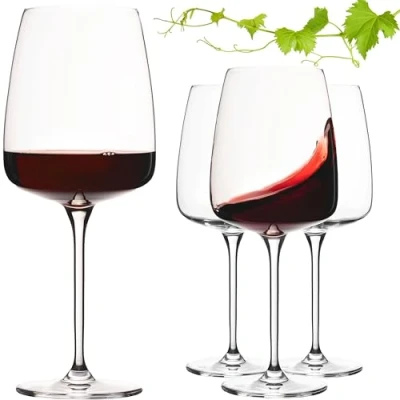 Imagen de Imperial Milano Juego de 4 copas vino tinto cuadradas (600 ml, aptas para lavavajillas)