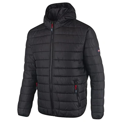 Imagen de Lee Cooper LCJKT454 ropa de trabajo para hombre Full Zip térmica capa la chaqueta con capucha cremallera acolchado, Negro, 2X Large