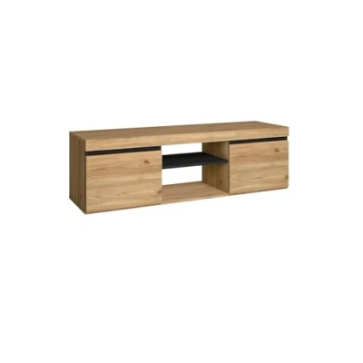 Imagen de Skraut Home Mueble TV Modelo Naturale 140 x 40 41 cm Auxiliar 2 Puertas y 1 Balda Central Estilo Nórdico Melamina Roble Negro