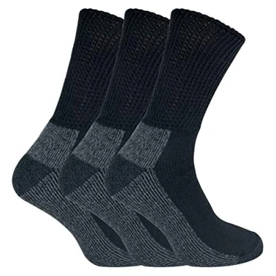 Imagen de IOMI 3 Pares Hombre Algodon Trabajo Diabeticos Calcetines Sin Elastico (39/45, Black (Work))