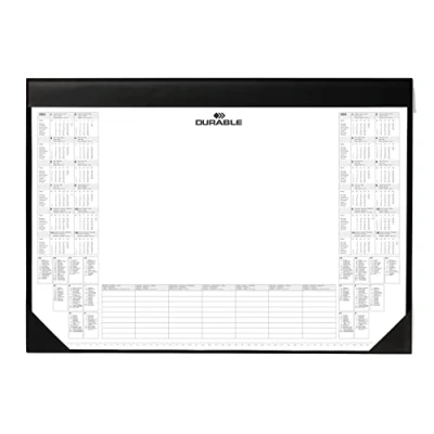 Imagen de Durable 729101 Almohadilla de escritorio con bloque calendario, 25 hojas, 590 x 420 mm, negro