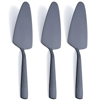 Imagen de FULLYWARE Servidor de tarta negro mate, acero inoxidable 9.4 pulgadas, espátula para pizza, acabado satinado, juego 3