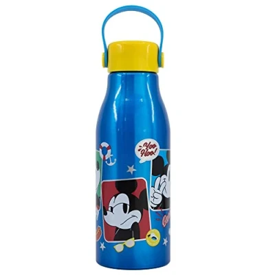 Imagen de Botella de agua infantil aluminio 760 ml con asa en el tapón Mickey Mouse