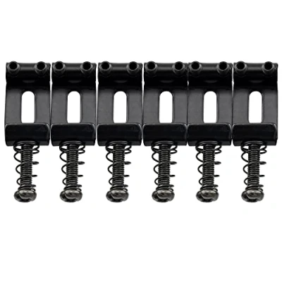 Imagen de Musiclily Pro 10,5mm Acero Silletas Vintage Strat Saddles para Trémolo Puente Guitarra eléctrica Stratocaster, Negro (Juego de 6)