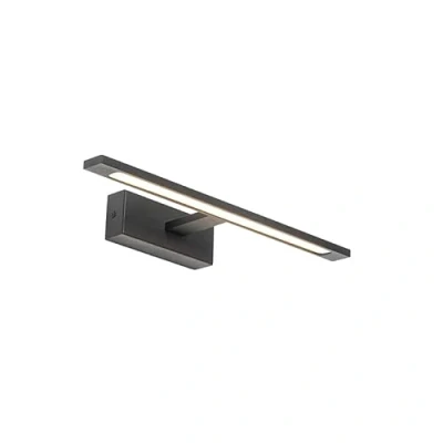 Imagen de Qazqa Moderno Aplique negro 41,5 cm con LED IP44 Jerre Acero/Plástico Alargada Incluye Max. 1 x 22 Watt