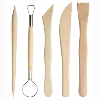 Imagen de Longivia® 5 Piezas Herramientas Arcilla Secado al Aire en Madera de Haya Palillos Modelar Polimerica o Sculpd Kit Engobes para Ceramica Fria Barro