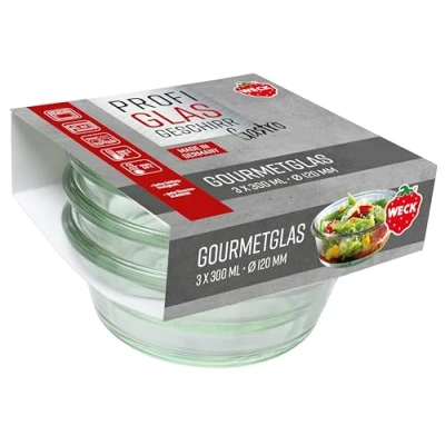Imagen de Weck Juego de 3 vasos gastropack 300 ml (creaciones perfectas, aptas para horno, lavavajillas, estabilidad, frascos delicatesse, sin tapa) 76126