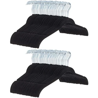 Imagen de Amazon Basics Perchas de Terciopelo para Camisas/Vestidos Paquete 100, Negro