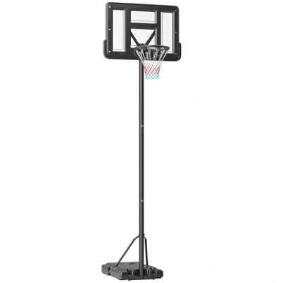 Imagen de SPORTNOW Canasta de Baloncesto Exterior 2 en 1 con Altura Ajustable 230 305 cm Aro para Piscina Soporte Ruedas Base Rellenable Negro