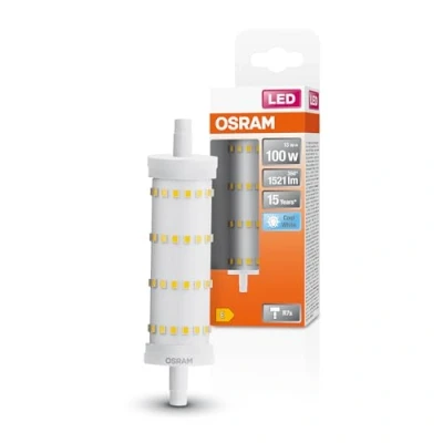 Imagen de OSRAM Lámpara LED Line con casquillo retrofit R7s, 13 W / 1521 lm, luz blanca fría y clara de 4000 K, no regulable. IP20, vidrio sin plomo, 28 mm DM, paquete 6