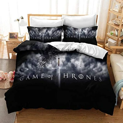 Imagen de CHAOSE Juego de Funda Edredón King Bedding Tronos Microfibra 3 Piezas Y 2 Fundas Almohada (Estilo 01,(150x200cm) Cama 90)