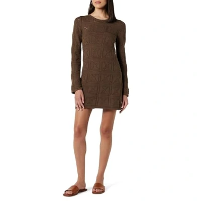 Imagen de The Drop Micro Minivestido Laney de Ganchillo para Mujer, Café, XL