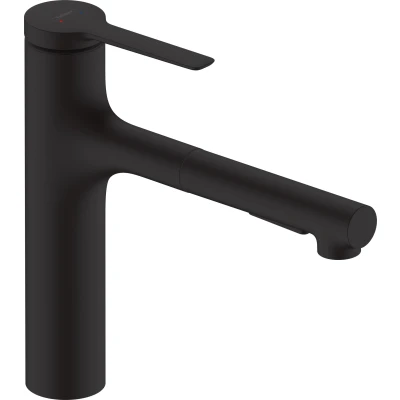 Imagen de hansgrohe Zesis M33, grifo de cocina con ducha extraíble, 2 tipos chorro, mezclador monomando 160 mm, fregadero caño giratorio, negro mate