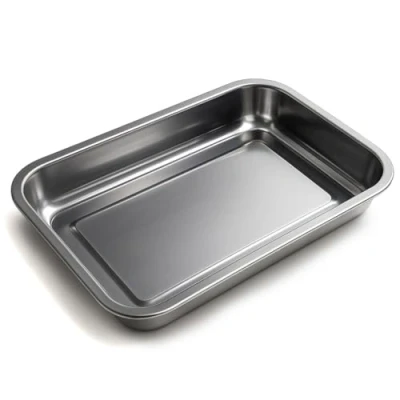 Imagen de Space Home Bandeja para Servir Fuente Honda Rectangular Plato Alimentos de Presentación Acero Inoxidable 40 x 30 cm