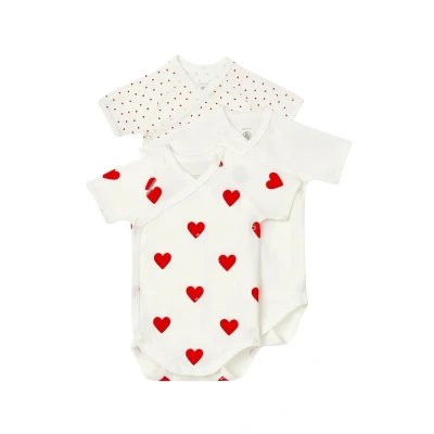 Imagen de Petit Bateau Short Sleeve 3 PACK SET Body para niños, Talla: 6m, White red