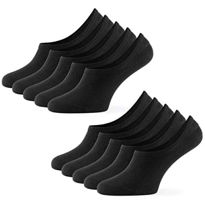 Imagen de Mat &amp; Vic’s Calcetines Cortos par Hombre y Mujer Invisibles Respirable tobilleros Algodón Antideslizantes,Certificado Oeko Tex 100 (10 pares, negro, UK 9 12 / EU 43 46)