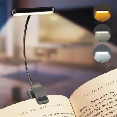 Imagen de iFalarila Luz Lectura Recargable, 12 LED para Leer en La Cama 360 Ajustable Lampara [RA&gt;95] Lectores Noche, E Reader, Tablet, Estudio, Cama, Libro, Viaje