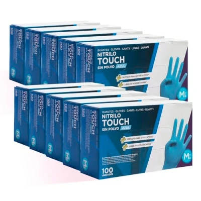 Imagen de COM FORT HOUSE Guantes nitrilo desechables Color Azul Colección Touch de Látex sin Polvo Disponible en tallas XS, S, M, L, XL