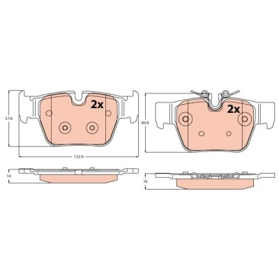 Imagen de TRW GDB2384 Juego de pastillas freno preparado para indicador desgaste MINI: Hatchback, Countryman, Clubman, BMW: X1, 1 X2