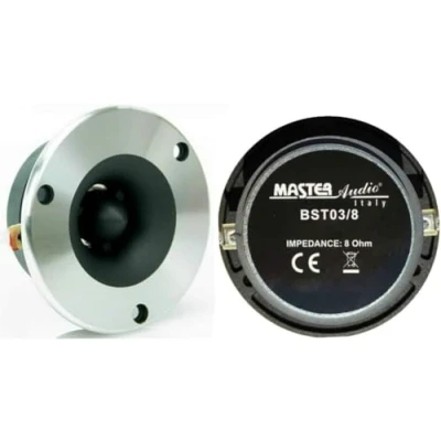 Imagen de 2 Super Tweeter MASTER AUDIO BST03/8 con 120 vatios rms y 240 máx 9,60 cm de diámetro 99 db 8 ohmios en casa Profundidad Solo 3,60 cm, el par