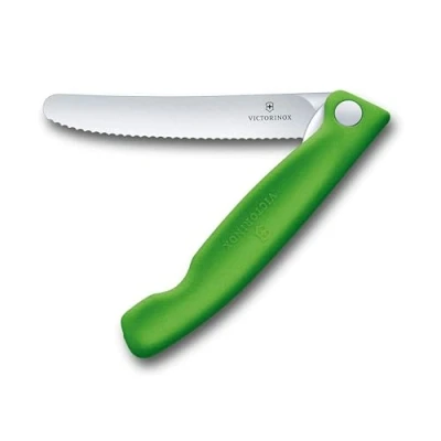 Imagen de Victorinox Swiss Classic, cuchillo profesional para tomates y mesa, hoja extra afilada, filo dentado, 11 cm, acero inoxidable, verde