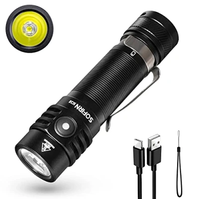 Imagen de Sofirn SC18 Mini EDC Linterna 1800 Lúmenes 217 Metros de Alcance, Linternas Led Alta Potencia con Lente TIR, Lámpara Mano Recargable 6 modos luz y Batería, Impermeable IPX8