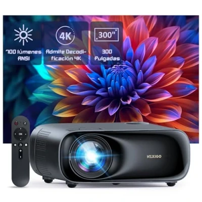 Imagen de NexiGo PJ40 (Gen 3) Proyector con WiFi y Bluetooth, Calibrado D65, Nativo 1080P, Compatible 4K, para Películas al Aire Libre, Altavoces de 20W, TV Stick, iOS, Android