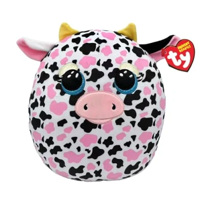 Imagen de Ty Squishy Beanies Milkshake la Vaca Rosa, Blanca y Negra, Suave cojín de Peluche con Ojos Brillantes, Idea Regalo para Grandes pequeños, Todos coleccionar 33 cm T39364
