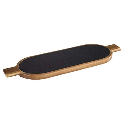 Imagen de tabla de servir APS, 2 piezas, 50 x 15 cm, madera rústica, cortar acacia, con tapa pizarra natural