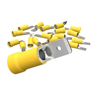 Imagen de AUPROTEC 100 conectores planos 4,0 6,0 mm² amarillo/ancho de 6,3 mm parcialmente aislado PVC macho MDD cable conector latón estañado