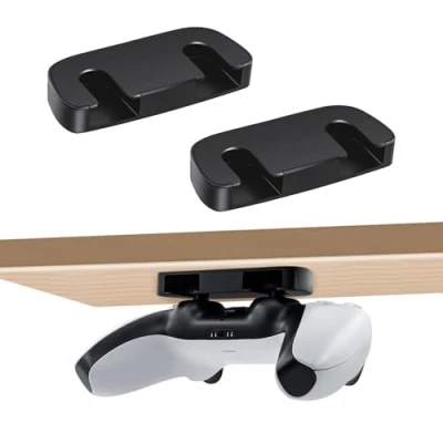 Imagen de 2PCS Soporte para Mando ps5, Stand Debajo del Escritorio ps4, Under Desk de Mesa Juego con Cinta Adhesiva Fuerte PS4/PS5 Controlador Accesorios