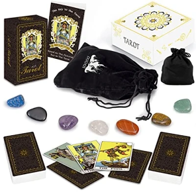 Imagen de IXIGER cartas de tarot con guía (idioma español no garantizado), 78 originales del juego adivinación para principiantes y lectores expertos, mazo clásico tamaño estándar