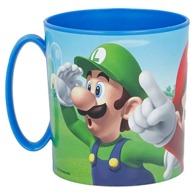 Imagen de Taza infantil de plástico reutilizable para microondas 390 ML Super Mario