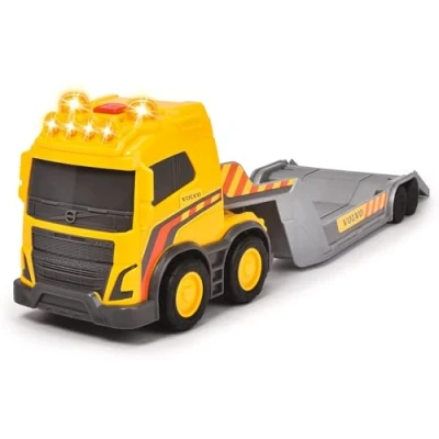 Imagen de Dickie Toys Camión Trailer Volvo de Juguete 32cm con Excavadora, Luz y Sonido, Pala móvil, Adecuado a Partir 3 Años, 203725008