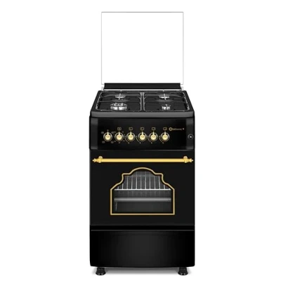 Imagen de SOLTHERMIC F5S40E4RB COCINA GAS CON HORNO ELECTRICO/NEGRA RUSTICA MANDOS DORADOS/ANCHO 50 CMS / 4 FUEGOS ENCENDIDO AUTOMATICO/HORNO MULTIFUNCION L. ALTA GAMA