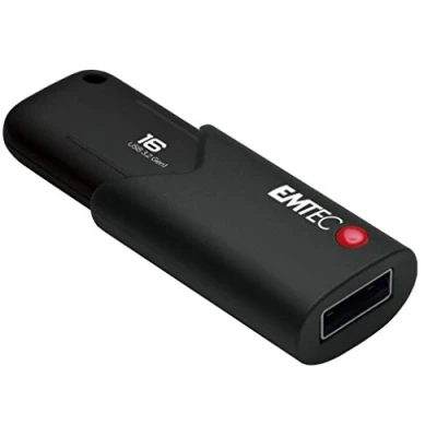 Imagen de EMTEC Memoria USB 3.0 (3.2) Click Secure B120, Flash Drive de 16 GB, Almacenamiento Externo, Lectura 100 MB/S, Escritura 20 con Software Encryption AES260, Color Negro