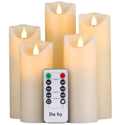 Imagen de Da by Velas LED, 5 Llama LED Parpadeante (14cm, 15cm, 16cm, 18cm, 20cm), Vela sin de 300 Horas y Control Remoto 10 Botones, Plástico.[Clase eficiencia energética A]