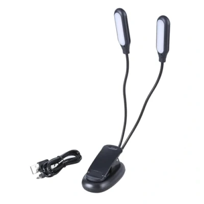 Imagen de MARCBUSE Lámpara LED de escritorio recargable por USB, con 3 luces color, doble cuello, 10 bombillas para lectura y camping